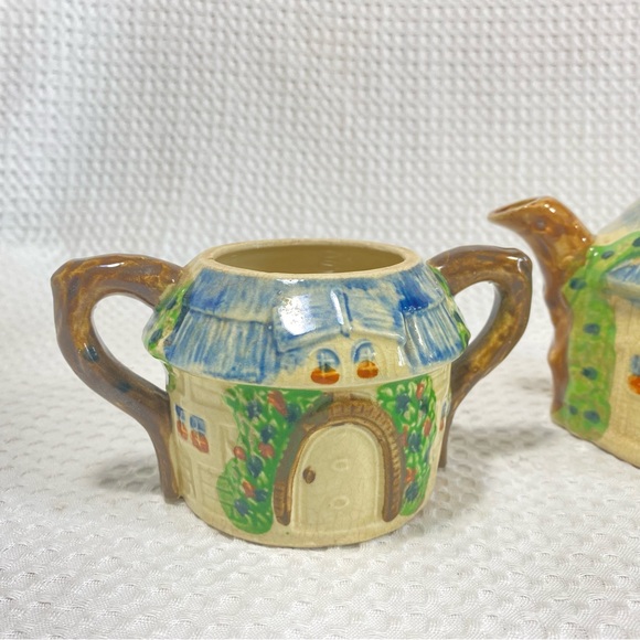Vintage Cottage Tea Set W/ Tea Pot Creamer Sugar Bowl Loose Leaf Tea Japan Made - Picture 4 of 11